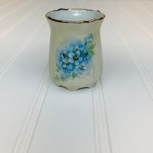 Blue Violet Posey Handpainted Small Cup Gold Trim 2.75" x 2"